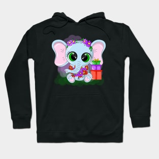 Cute elephant with a wreath on his head Hoodie